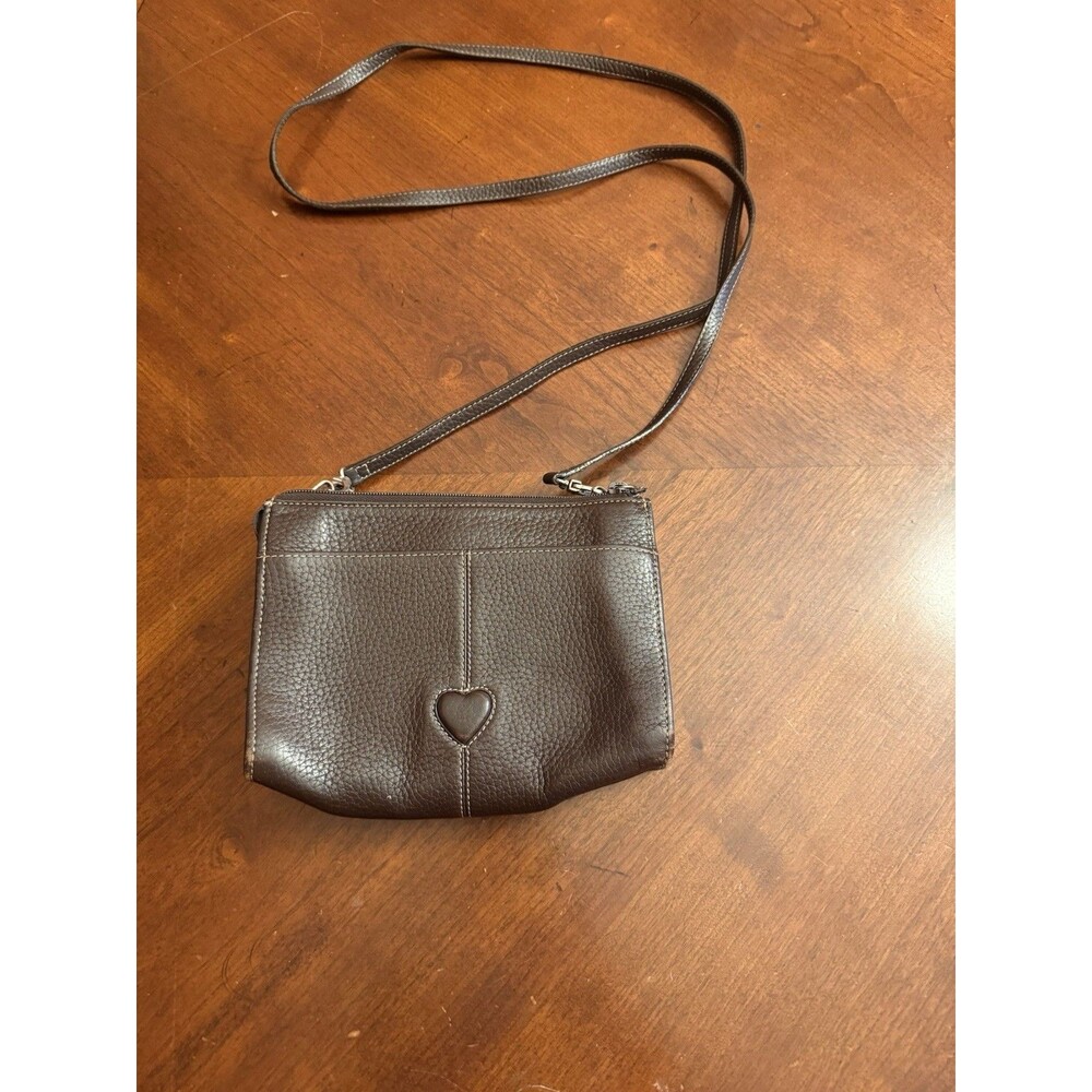 Brighton Organizer Crossbody Handbag Purce Bag Black Brown Leather Retired 7"x5"